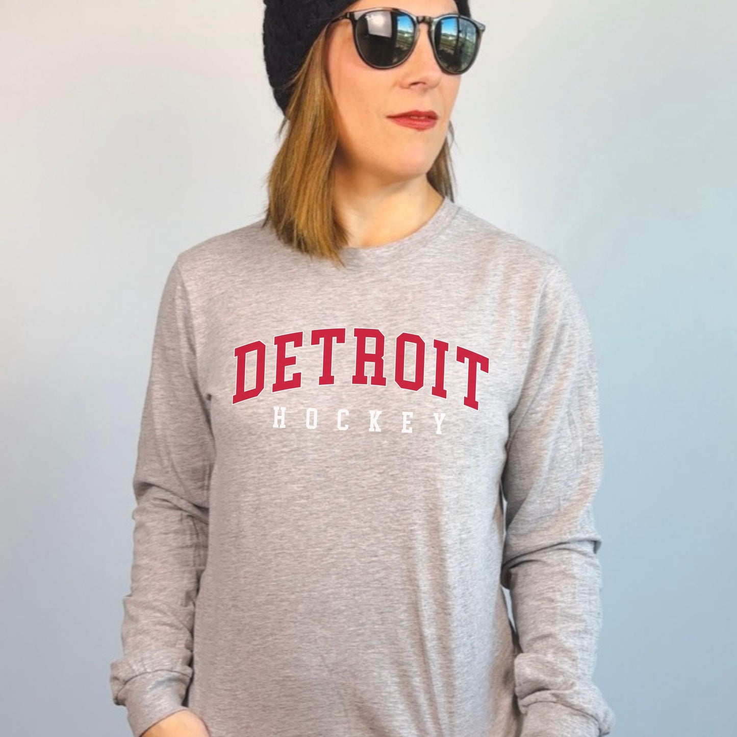 Detroit Hockey Long Sleeve Shirt | Wings Hockey Tee | Women’s Game Day Top