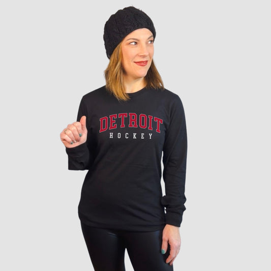 Detroit Hockey Long Sleeve Shirt | Wings Hockey Tee | Women’s Game Day Top