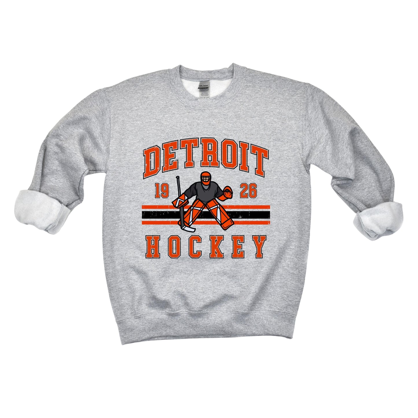 Vintage Detroit Hockey Sweatshirt | Grey Fleece Crewneck | EST 1926 Retro Game Day Pullover