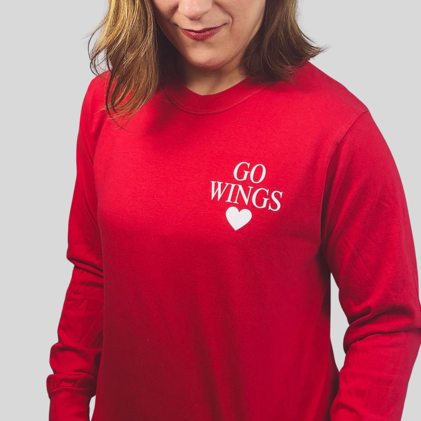 Detroit Hockey Game Day Shirt Women’s | Red Comfort Colors Long Sleeve Go Wings Tee