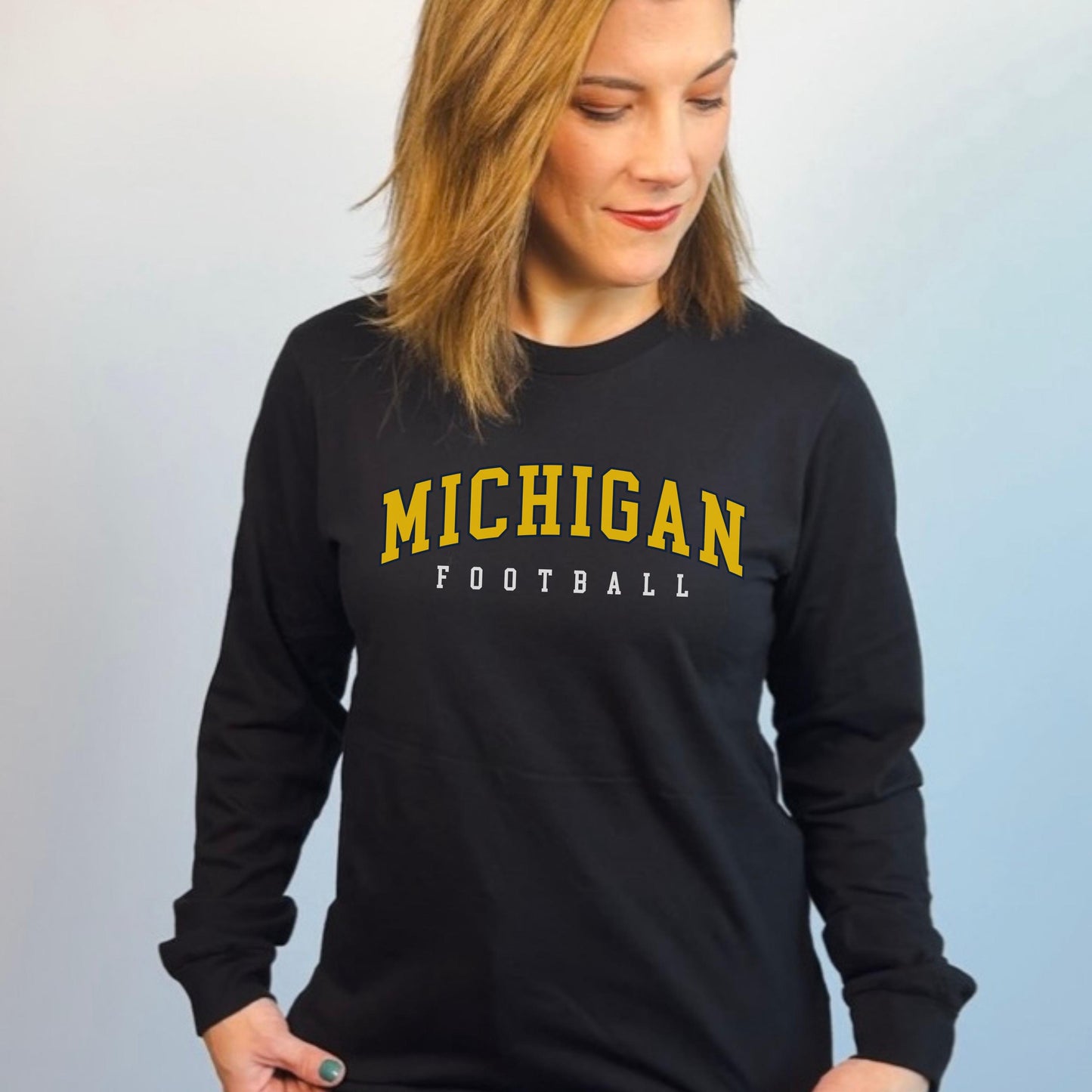 Michigan Football Long Sleeve Shirt | Wolverines Game Day Tee | Women’s Football Top