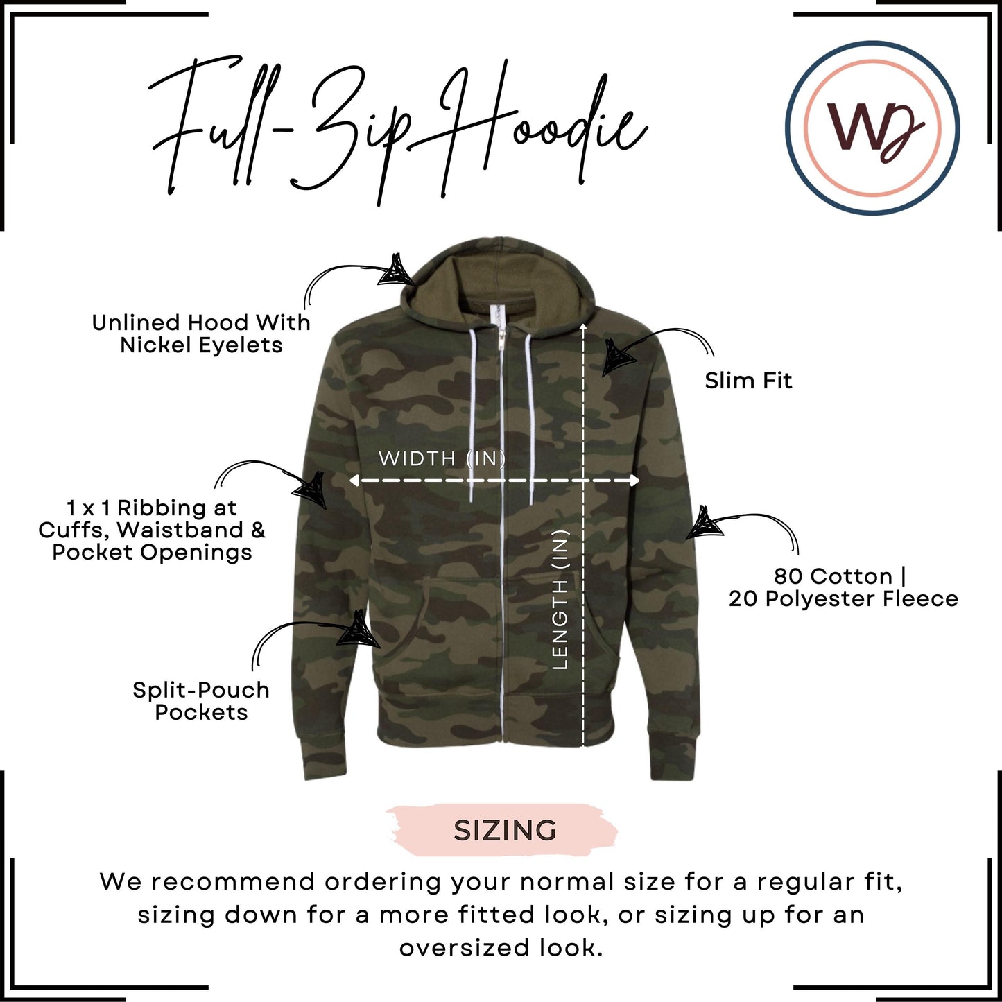 Detroit Camo Zip Hoodie | Full Zip Sweatshirt | Unisex Streetwear Game Day Layer