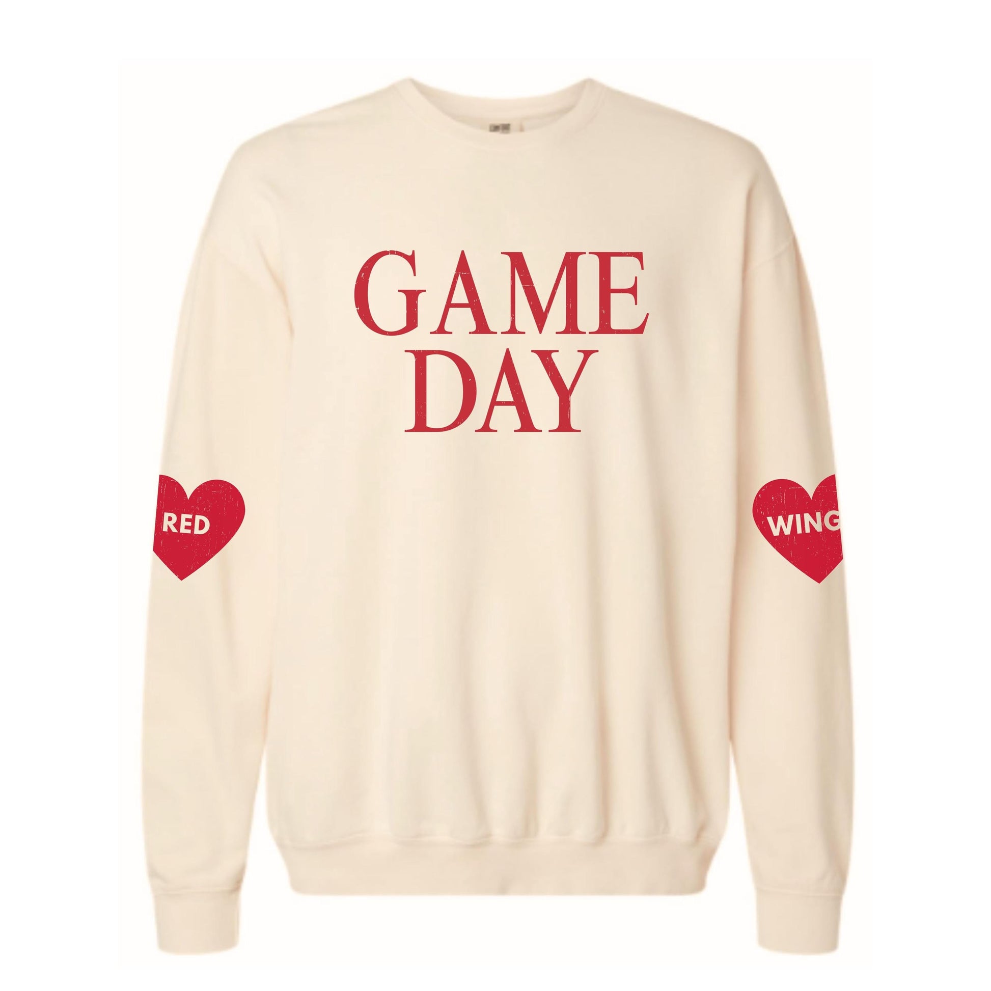 Detroit Hockey Game Day Sweatshirt | Comfort Colors Lightweight Pullover | Red Wings Heart Sleeve