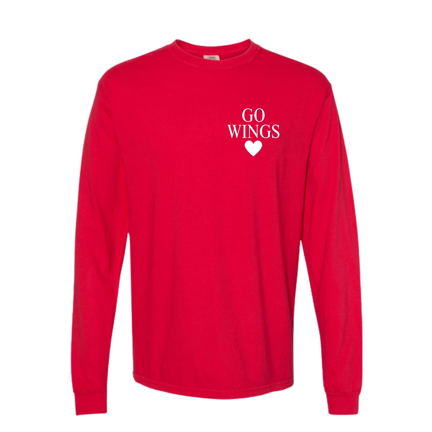 Detroit Hockey Game Day Shirt Women’s | Red Comfort Colors Long Sleeve Go Wings Tee