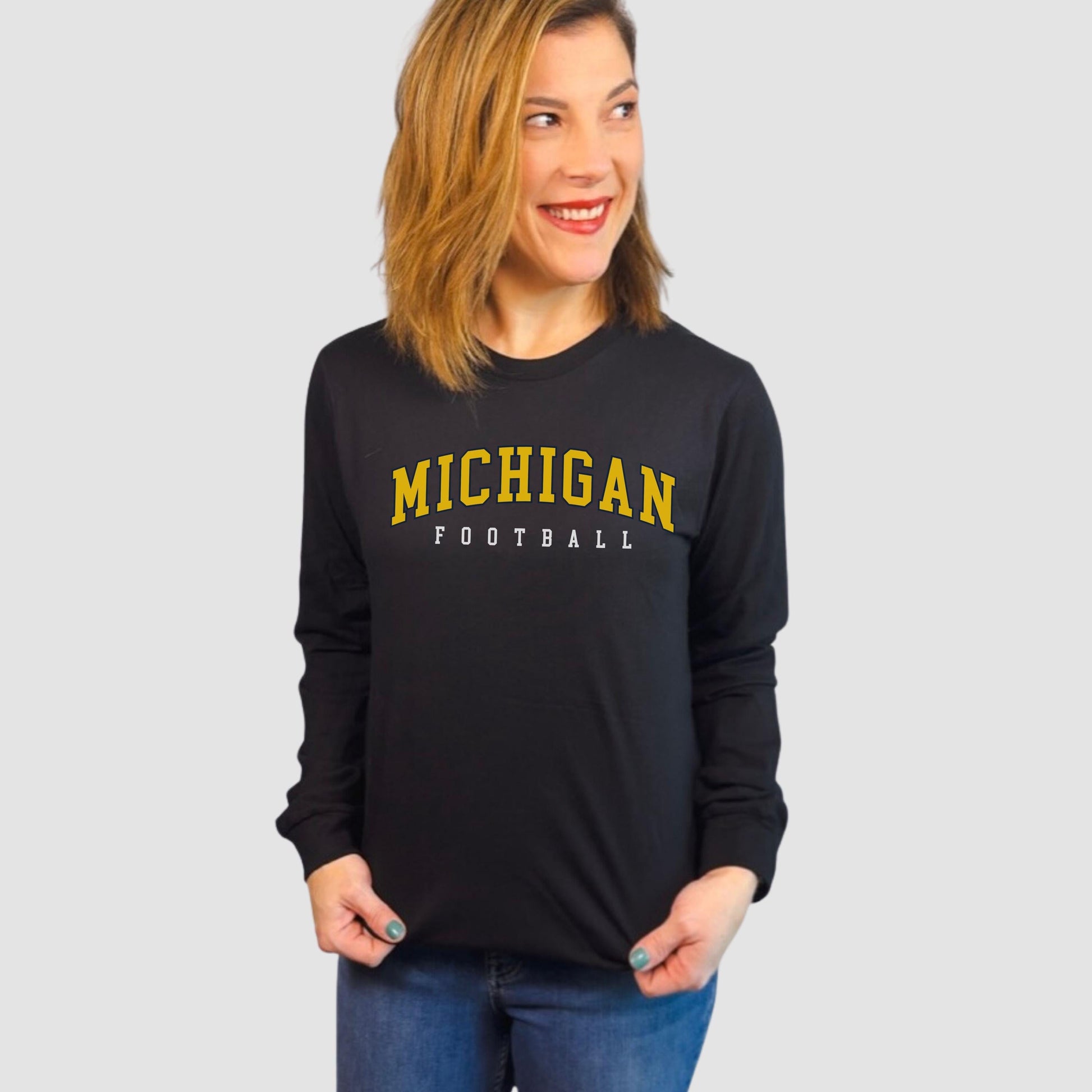 Michigan Football Long Sleeve Shirt | Wolverines Game Day Tee | Women’s Football Top