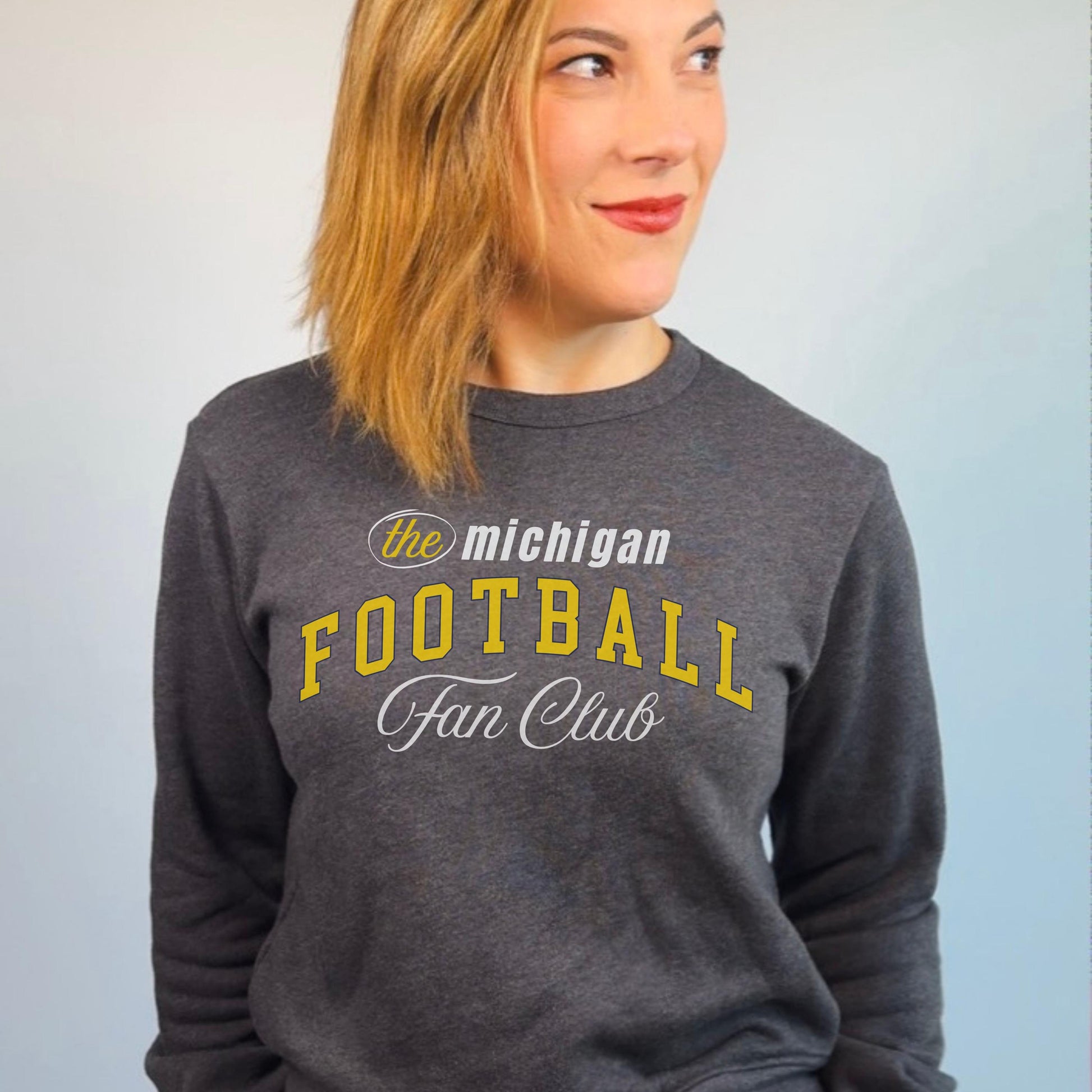 Michigan Football Fan Club Sweatshirt | Go Blue Game Day Crewneck | College Fan Top